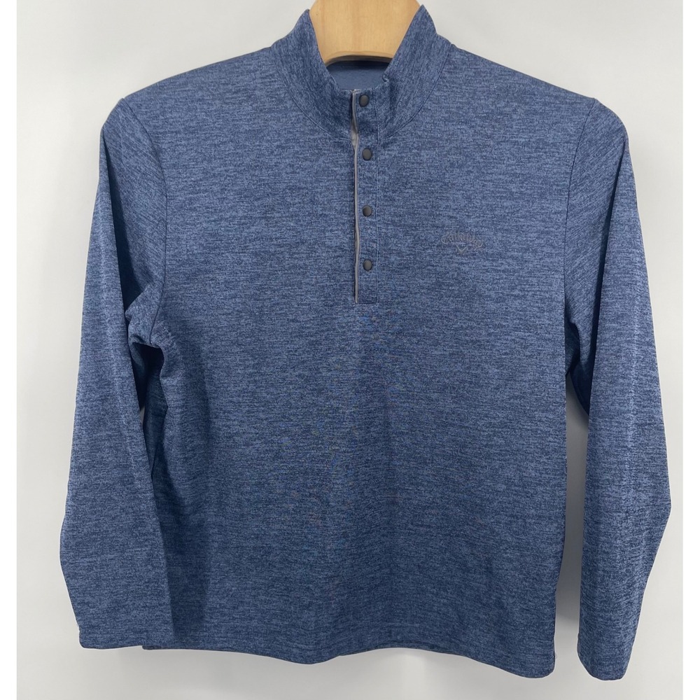 Callaway Pullover Men XL Blue Heather Snap Mock Neck Long Sleeve Golf Outdoor